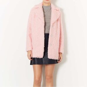 Topshop Teddy Coat in Pastel Pink